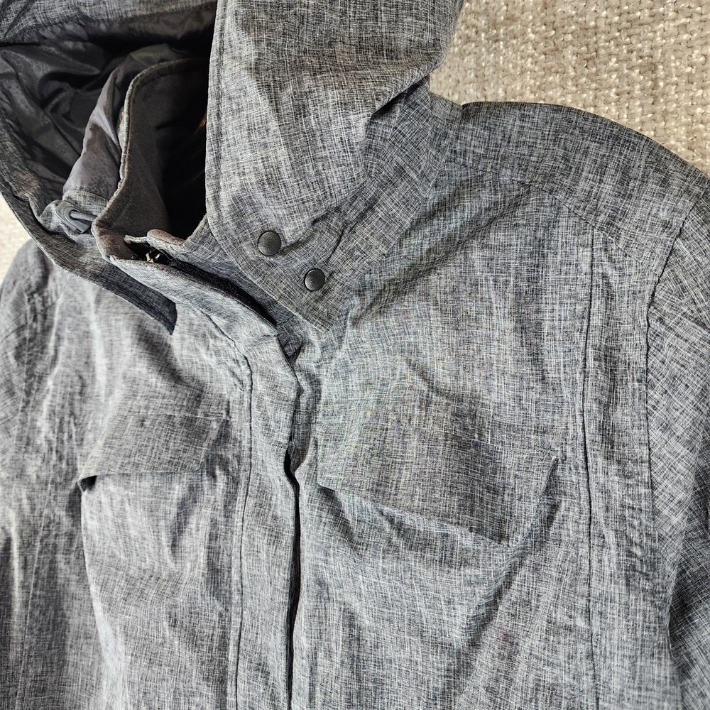 REI E1 Elements Detachable Hood Trench Coat Womens M Gray Rain Jacket Belted - Picture 2 of 14